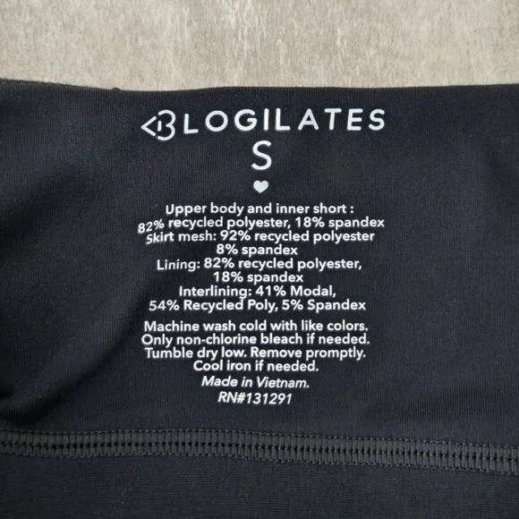 Blogilates Ballerina Active Dress Small Black Short Lined Ruffle Pleated Tiered - Picture 8 of 11